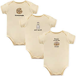 Touched by Nature 3-Pack Fresh Out the Oven Organic Cotton Bodysuits in Beige