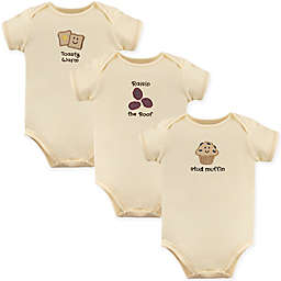 Touched by Nature 3-Pack Muffin Organic Cotton Bodysuits in Beige