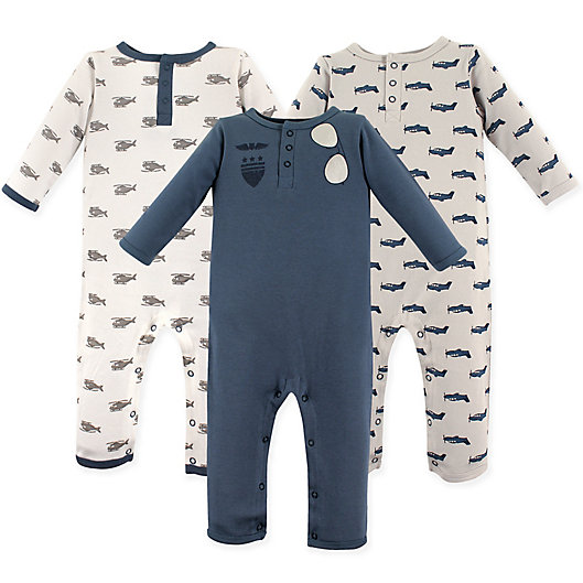 Alternate image 1 for Hudson Baby® 3-Pack Aviator Long Sleeve Union Suits