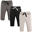 Alternate image 0 for Hudson Baby&reg; Size 0-3M 3-Pack Track Pants in Black/Grey