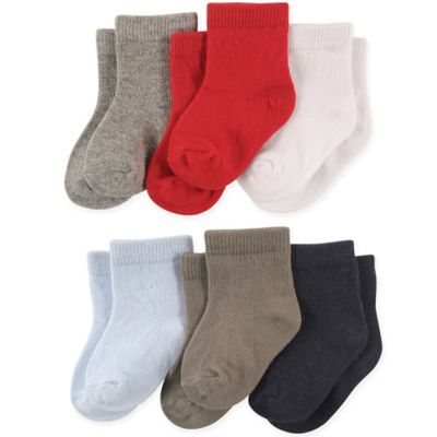 Luvable Friends&trade; 6-Pack Boys Solid Crew Socks