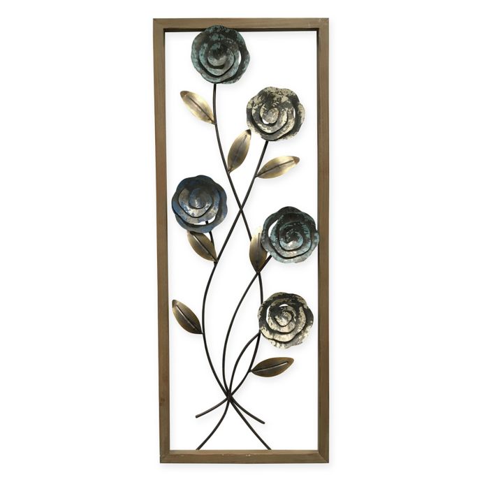 StyleCraft Floral I 14Inch x 35Inch Metal Panel Wall Art Bed Bath