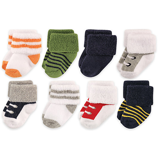 Alternate image 1 for Luvable Friends™ Newborn 8-Pack Athletic Socks in Blue