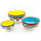 Alternate image 1 for Euro Ceramica Zanzibar Mixing Bowl Set in Blue/White (Set of 3)