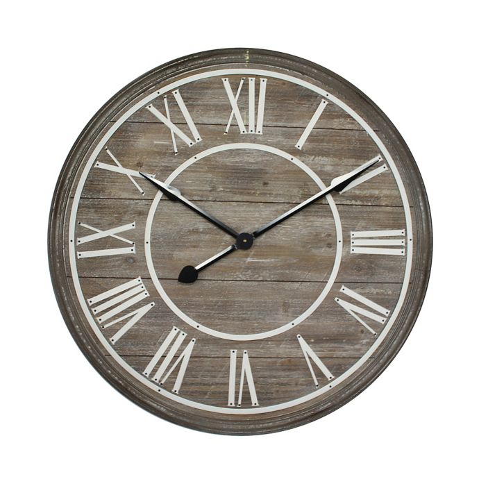 Yosemite Home Decor Rustic Age Oversize Wall Clock in Wood | Bed Bath ...