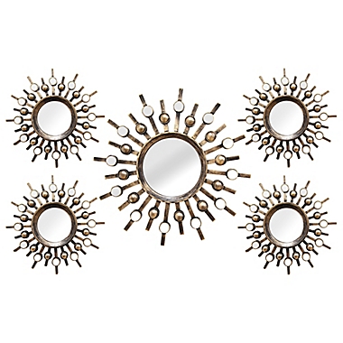 Stratton Home Décor 21-Inch x 39-Inch Round Burst Mirror in Bronze (Set of 5). View a larger version of this product image.