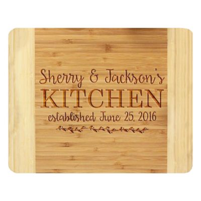 Stamp Out Couple&#39;s Kitchen 14-Inch x 11-Inch Bamboo Cutting Board