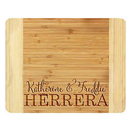 Stamp Out Couple Names and Last Name 11-Inch x 14-Inch Bamboo Cutting Board