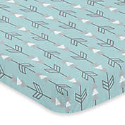 Sweet Jojo Designs Earth and Sky Arrow Print Fitted Mini-Crib Sheet in Blue/Grey
