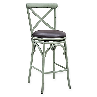 Pulaski Distressed Antique Metal Swivel Bar Stool. View a larger version of this product image.