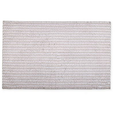 grey striped bath mat