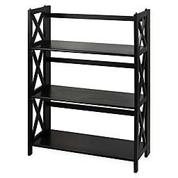 Casual Home Montego 3-Shelf Folding Bookcase in Black