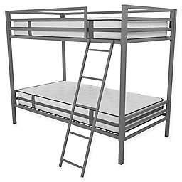 Novogratz Maxwell Twin Over Twin Metal Bunk Bed in Grey