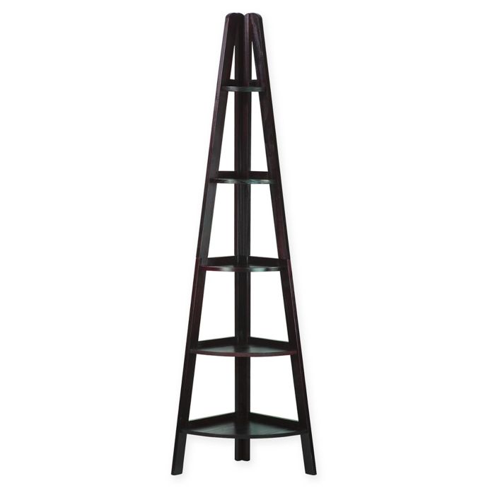 5 Shelf Corner Ladder Bookcase In Espresso Bed Bath And Beyond