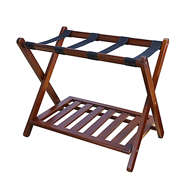 Folding Metal Hotel Luggage Rack Stand  Gold/Brown 