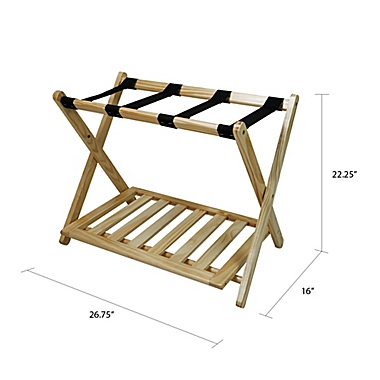 Hotel-Style Folding Luggage Rack with Shelf. View a larger version of this product image.
