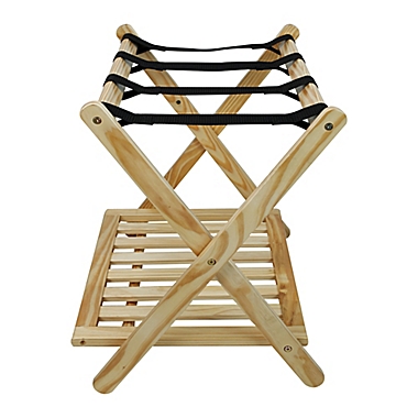 Hotel-Style Folding Luggage Rack with Shelf. View a larger version of this product image.
