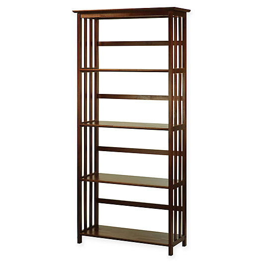 Casual Home Mission Style 5 Shelf, Casual Home Ladder Warm Brown Wood 5 Shelf Bookcase