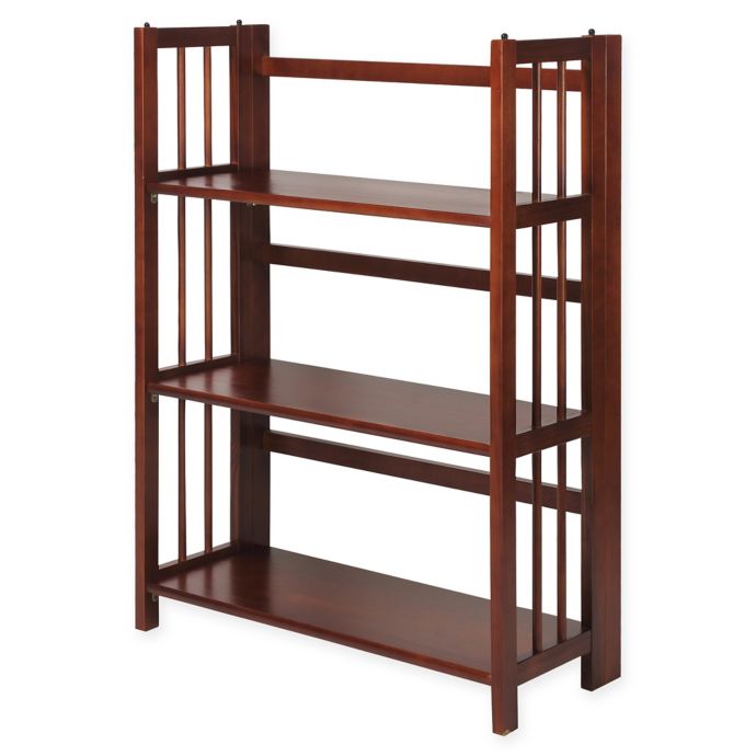 3 Shelf Folding Stackable 27 5 Inch Wide Bookcase Bed Bath Beyond