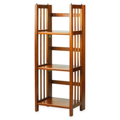 Yu Shan Co USA 4-Tier Corner Folding Bookcase Honey Oak 315-15U New 