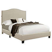 Pulaski Camelback All-in-One Queen Upholstered Bed with USB Ports in Cream
