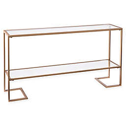 Southern Enterprises Horton Narrow Console in Gold with Mirror