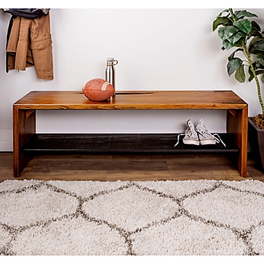 Forest Gate 58&quot; June Rustic Solid Wood Entry Bench in Amber. View a larger version of this product image.