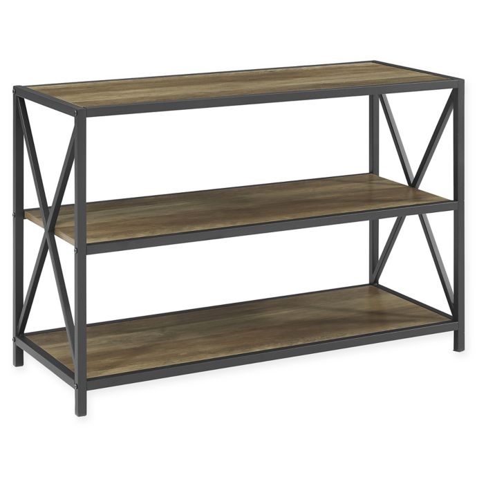 Forest Gate 40 Inch X Frame Metal And Wood Media Bookshelf Bed