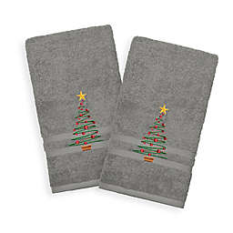 Linum Home Textiles Denzi 2-Piece Hand Towel Set in Dark Grey