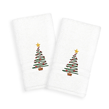 Linum Home Textiles Denzi 2-Piece Hand Towel Set in White. View a larger version of this product image.