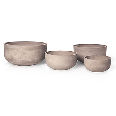 Blomus Planta Round Clay Indoor/Outdoor Planters in Terracotta Brown (Set of 4). View a larger version of this product image.