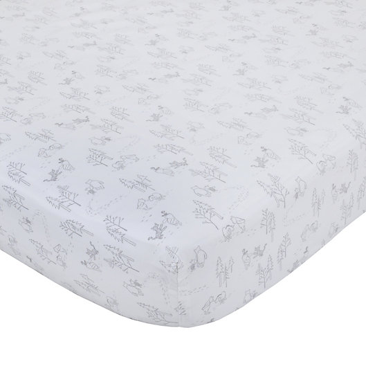 Alternate image 1 for Disney® Classic A Day With Pooh Fitted Crib Sheet in Grey