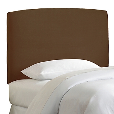 Skyline Curved Microsuede Full Headboard in Chocolate. View a larger version of this product image.