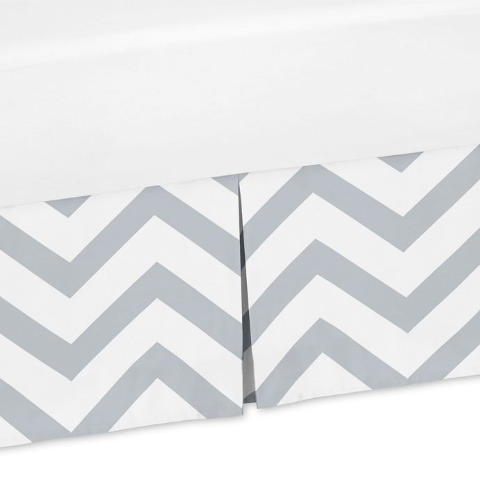 Sweet Jojo Designs Chevron Crib Skirt In Grey White Bed Bath