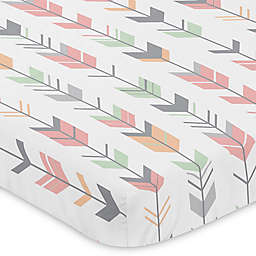 Sweet Jojo Designs Mod Arrow Mini-Crib Sheet in Coral/Mint