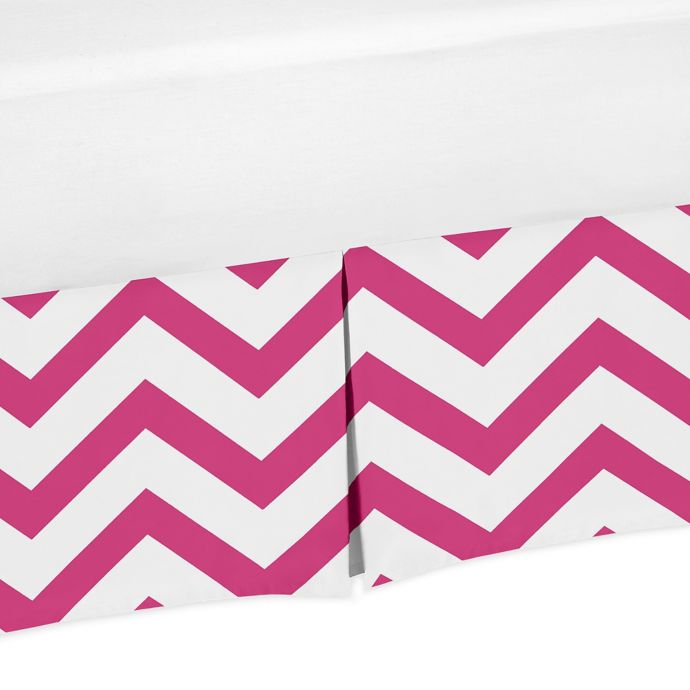 Sweet Jojo Designs Chevron Crib Skirt In Pink White Bed Bath