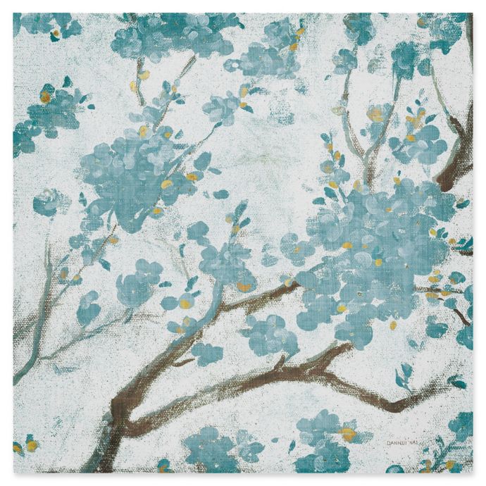 Trademark Fine Art Teal Cherry Blossoms I 24Inch Square Canvas Wall