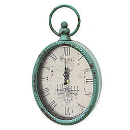 Stratton Home Decor 11.5-Inch x 6.75-Inch Antique Wall Clock in Teal