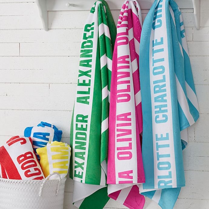 Classic Stripe Personalized Beach Towel | buybuy BABY