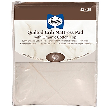 Sealy&reg; Quilted Crib Mattress Pad with Allergy Protection Organic Cotton Top. View a larger version of this product image.