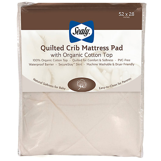 Alternate image 1 for Sealy® Quilted Crib Mattress Pad with Allergy Protection Organic Cotton Top
