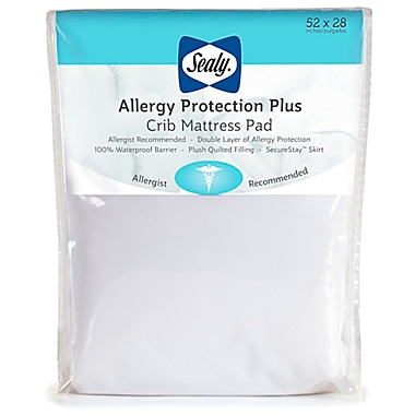 Sealy&reg; Allergy Protection Plus Crib Mattress Pad in White. View a larger version of this product image.