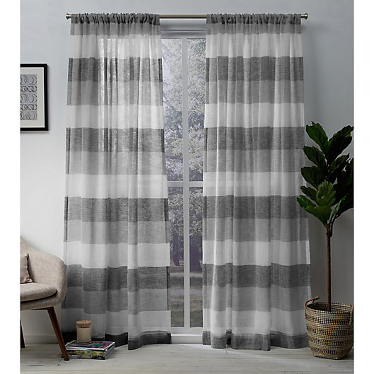 Alternate image 1 for Exclusive Home Bern  96-Inch Rod Pocket Sheer Window Curtain in Ash Grey (Set of 2)