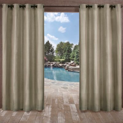 Biscayne 96-Inch Grommet Top Indoor/Outdoor Window Curtain Panels in Natural (Set of 2)