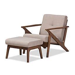 Baxton Studio Bianca Chair and Ottoman Set in Light Grey