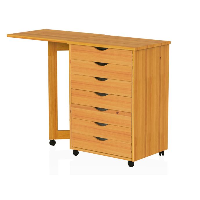 Adeptus 7 Drawer Roller Gate Leg Desk In Pine Bed Bath Beyond