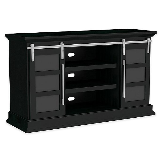 bell'o® delair tv stand in black | bed bath & beyond