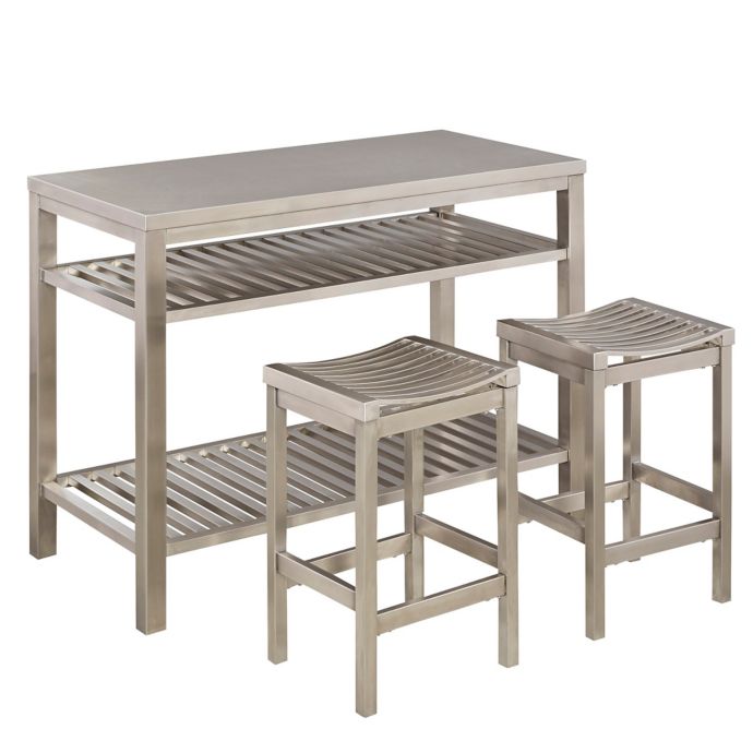 Home Styles 3 Piece Stainless Steel Kitchen  Island  Set  