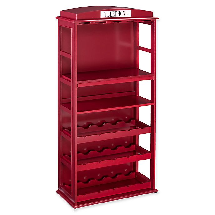Southern Enterprises Phone Booth Bar Cabinet With Wine Storage In