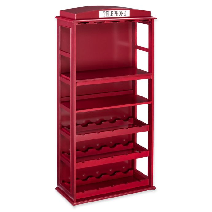 Southern Enterprises Phone Booth Bar Cabinet With Wine Storage In